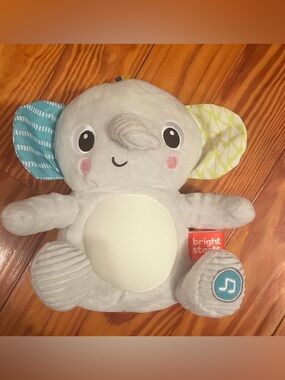 Gray Hug-A-Bye Elephant Stuffed Animal Bright Starts Light Up & Musical Baby Toy